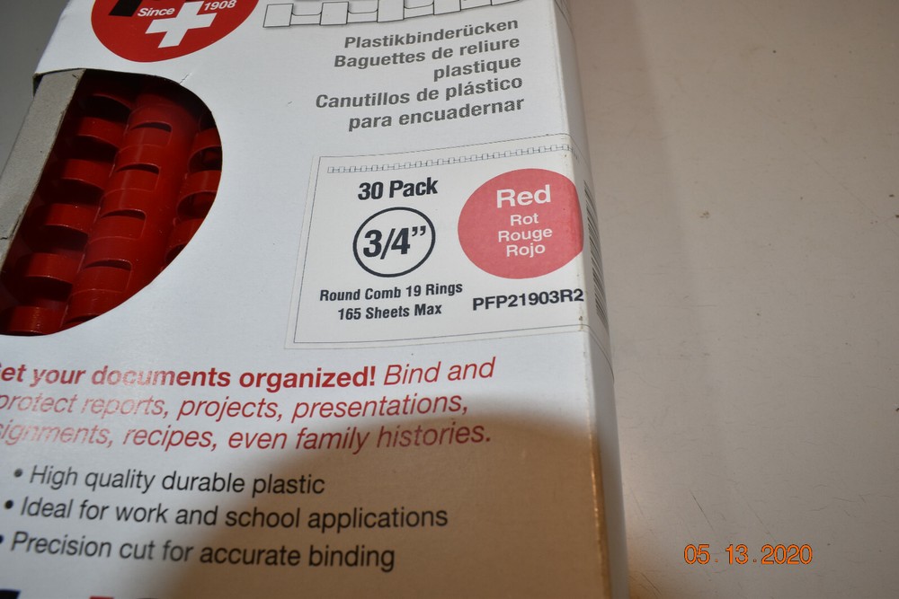 Pfeiffer Plus 30 Ring Binding Comb Red 3/4"
