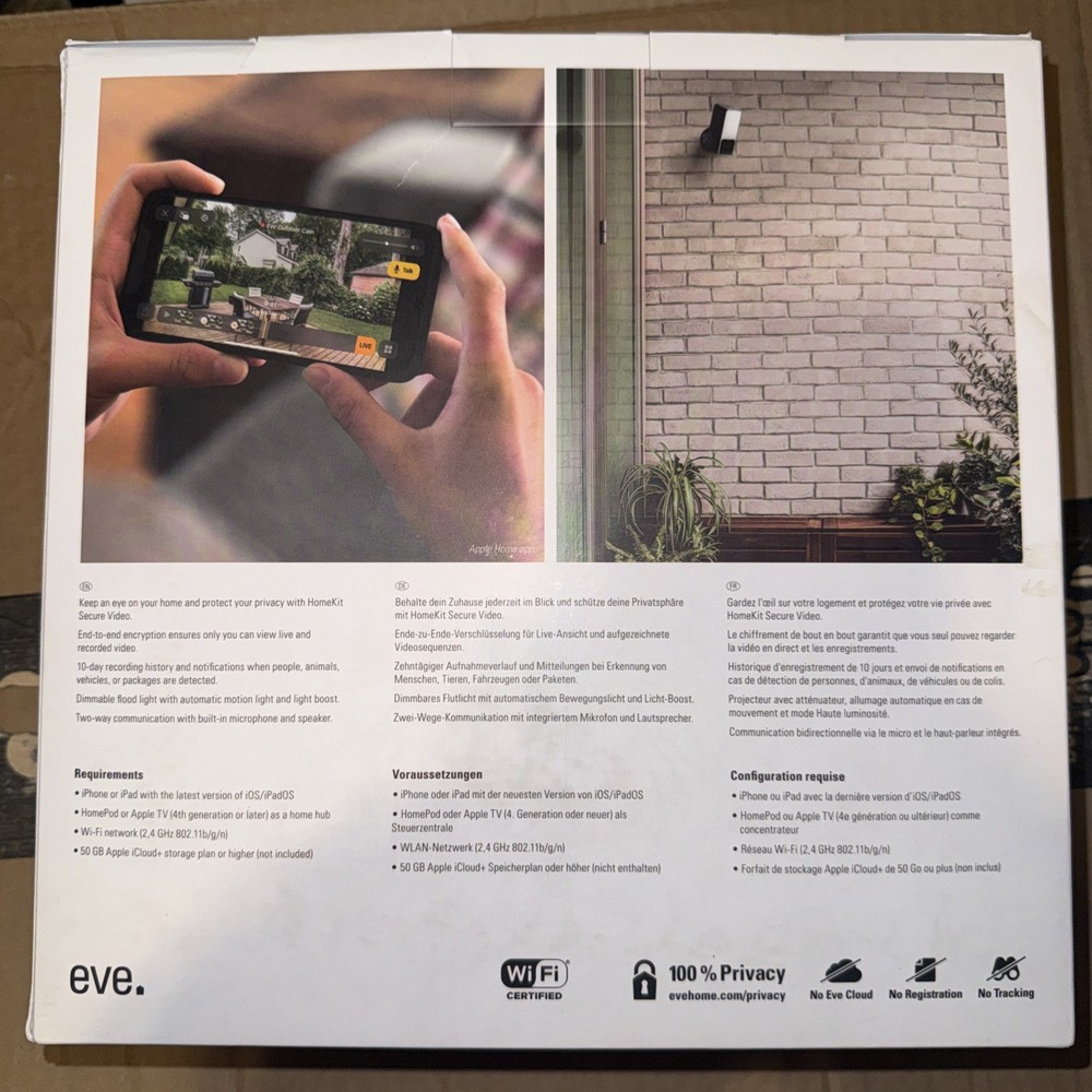 Eve Outdoor Cam – Secure floodlight Camera, Maximum (Black)