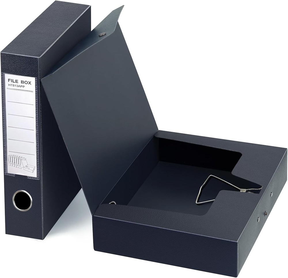 2 Pack A4 Document Storage Boxes with 65mm Spine - Lightweight & Waterproof