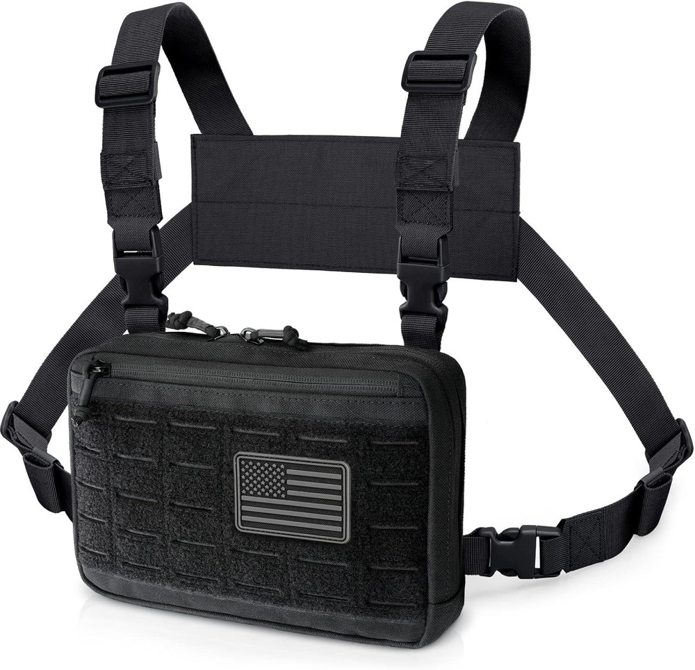 Adjustable Tactical Chest Pack with Padded Back - 5 Compartments for Essentials