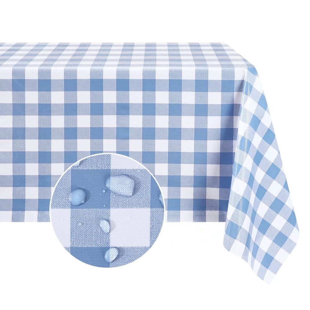 Rectangle Vinyl Tablecloth, 100% Waterproof Buffalo Gingham Plastic Table Clo...