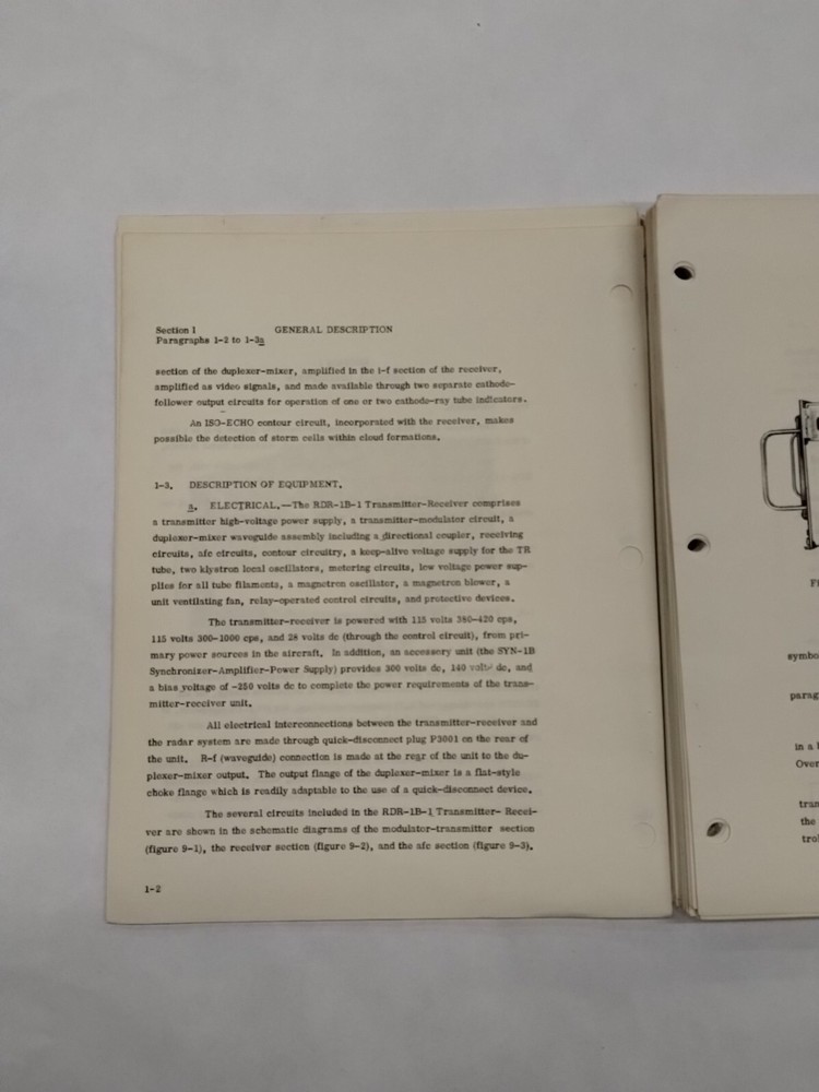 Bendix Airborne Radar System Type RDR-1B-1 Transmitter Receiver Instruction Book