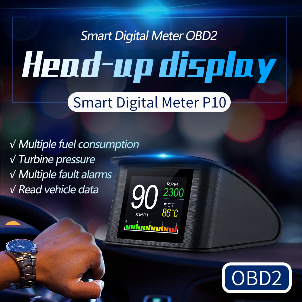 Car Head Up Display HUD OBD2 Speedometer Speed Temp Alarm Multi Function BAT CWT