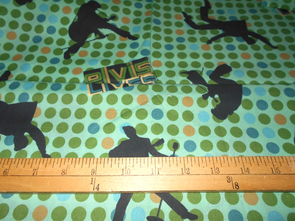 1 yard Elvis Presley Elvis Lives Dots Fabric