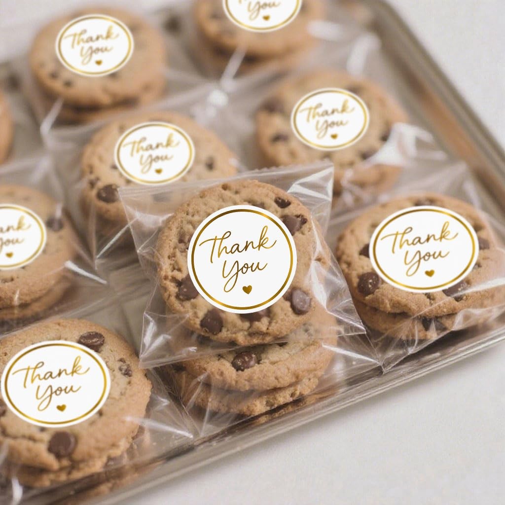Gold Thank You Stickers set 200 Pcs 1.5 In Round Adhesive Label New