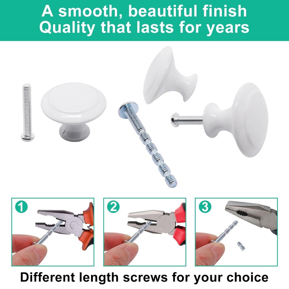 White Cabinet Knobs 25 Pack, Round Dresser Drawer Knobs 1.16 inch Drawer Pull...