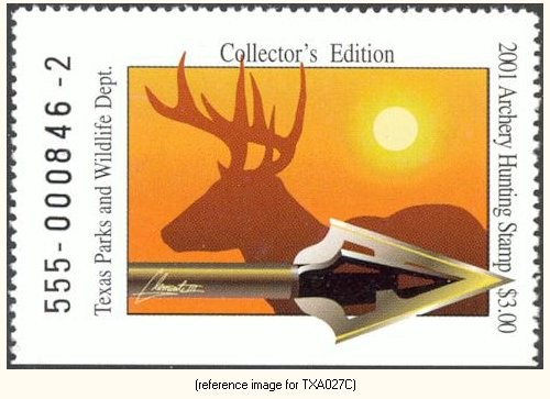 HALFPRICEHUNT Texas Archery Stamp 2001 ($3.00)