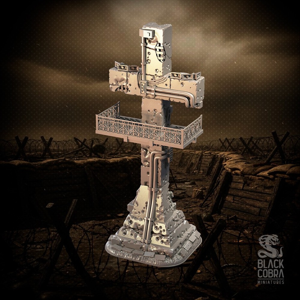 Tabletop Terrain - Wargaming Terrain - Brutal Cross with Platform