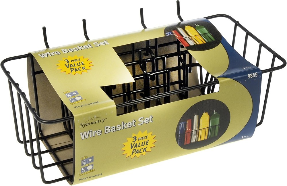 3 Pack Pegboard Wire Baskets Hardware 4-9845 Assorted Sizes Storage Set