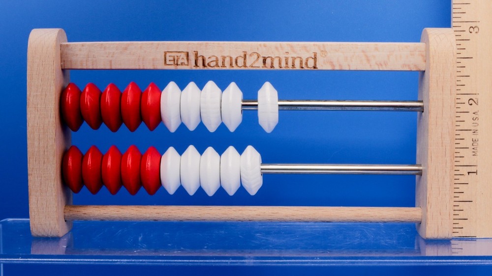 Hand2Mind Mini Rekenrek 20 Bead Abacus Red White Early Math Counting Tool