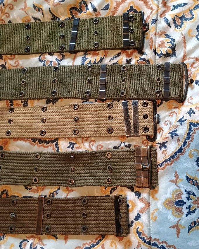 5 US GI PISTOL BELTS NOT ALL THE SAME
