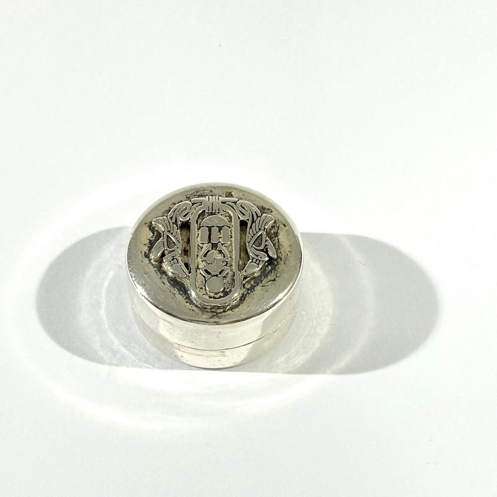 Vintage Solid Silver Egyptian Pill Box , Hallmarked