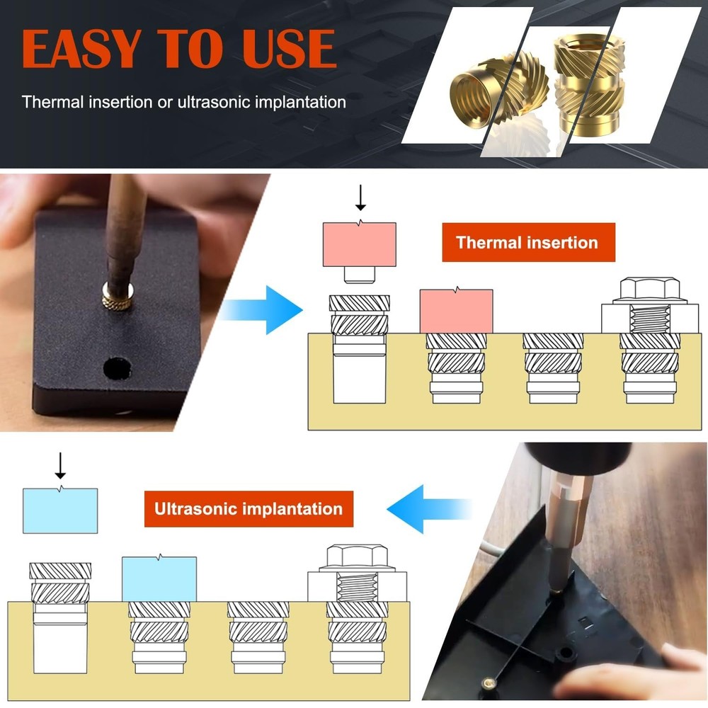 Heat-Set Insert Tip Set - Soldering Iron with 235Pcs Thread Inserts, 2Pcs M3 ...
