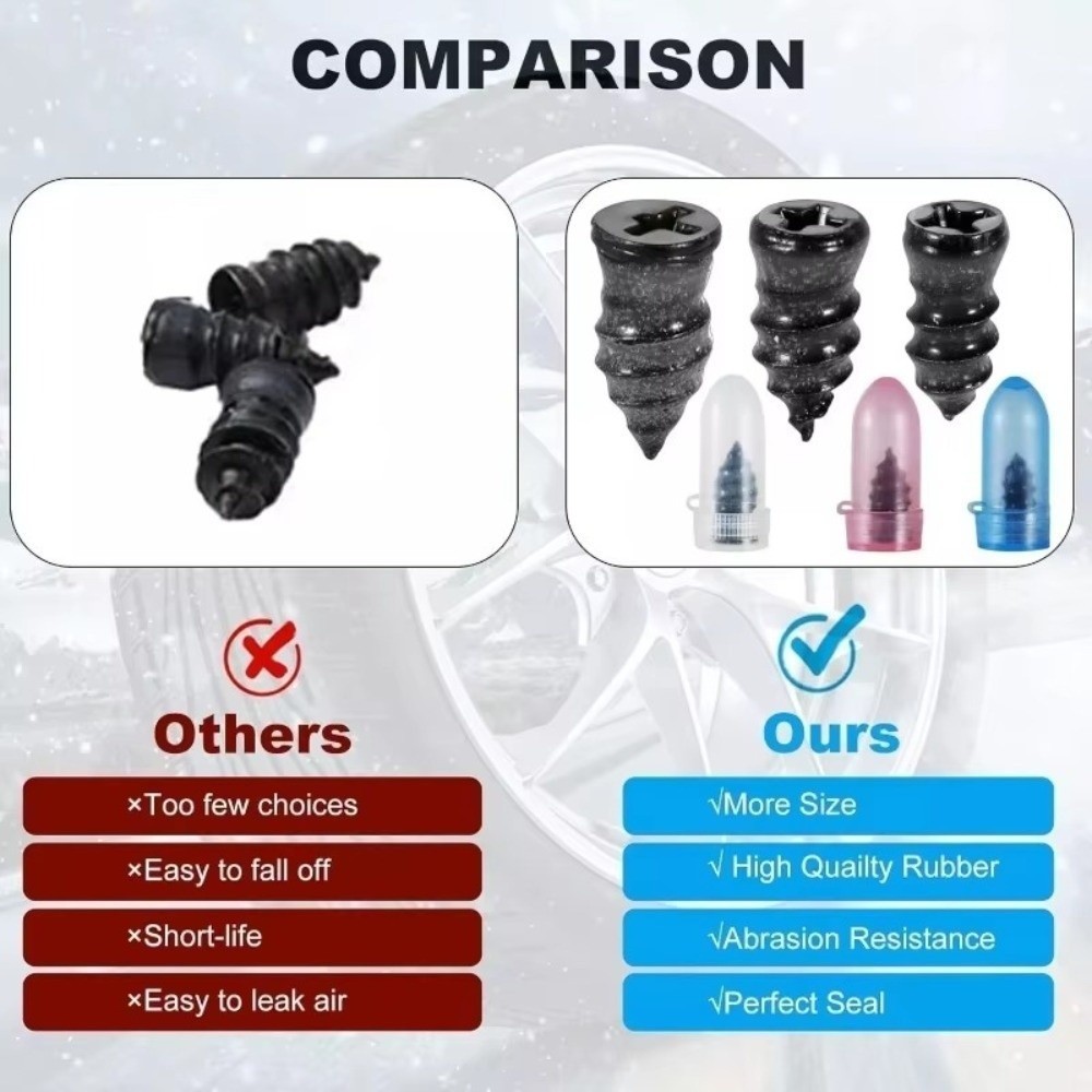 20 Pcs Tire Repair Rubber Nail Screw Tire Plugs Quick Puncture for Car