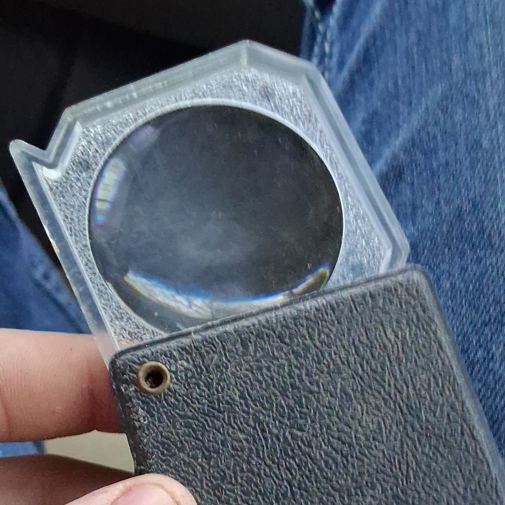 Vintage Folding Pocket Magnifier Handheld with Protective Case