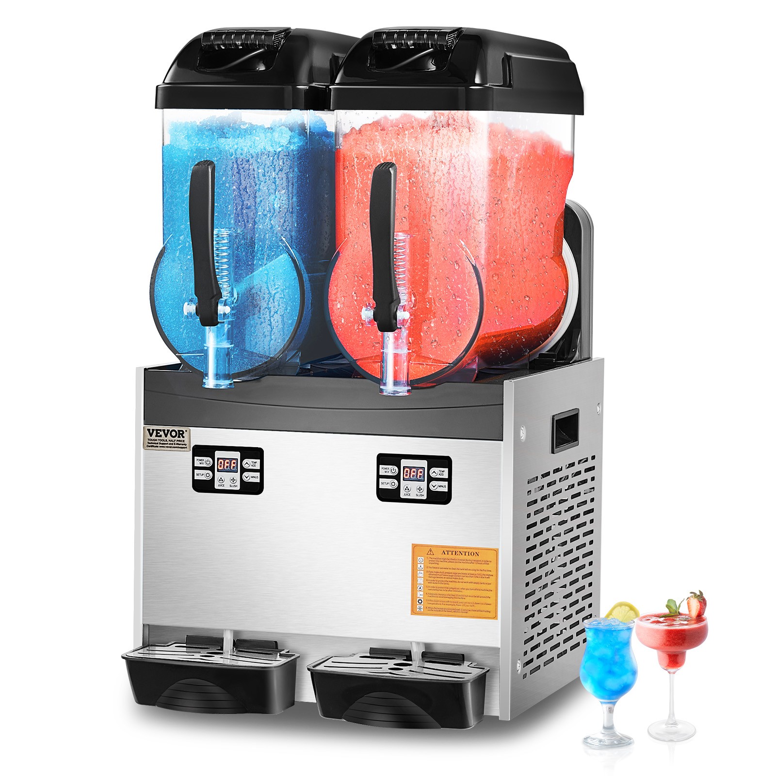 VEVOR Commercial Slushy Machine 12Lx2 Tank Margarita Smoothie Frozen Drink Maker