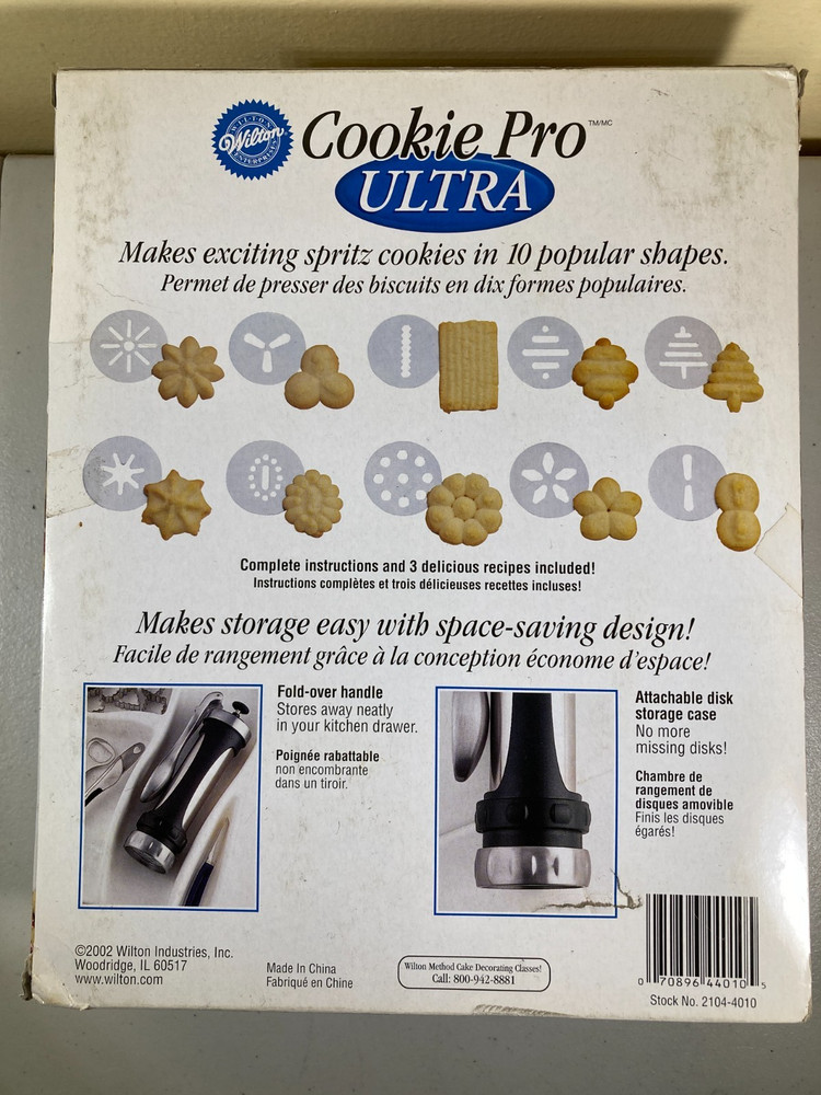 WILTON COOKIE PRO ULTRA COOKIE PRESS 2104-4010 with 10 Disc Patterns