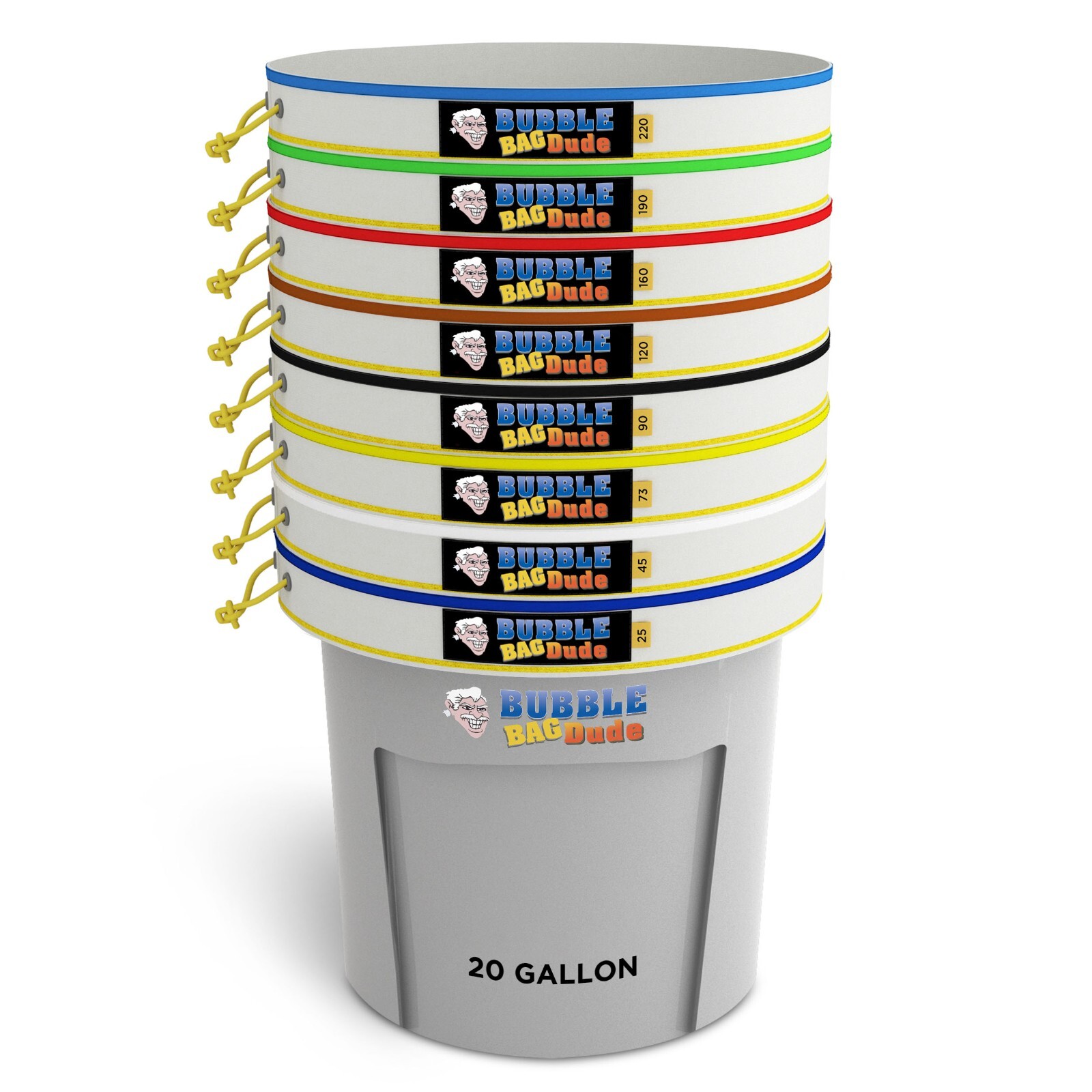 BUBBLEBAGDUDE 20 Gallon 8 Bag Bubble Hash Extraction Kit All Mesh