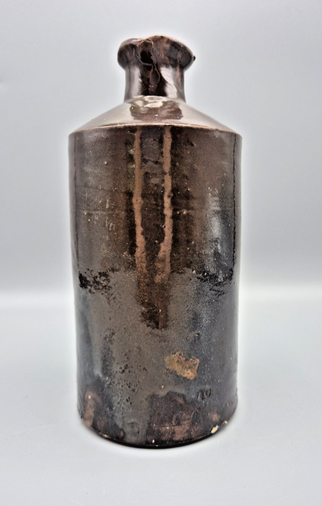 Antique Stoneware Dark Brown Master Ink Bottle (JS2)