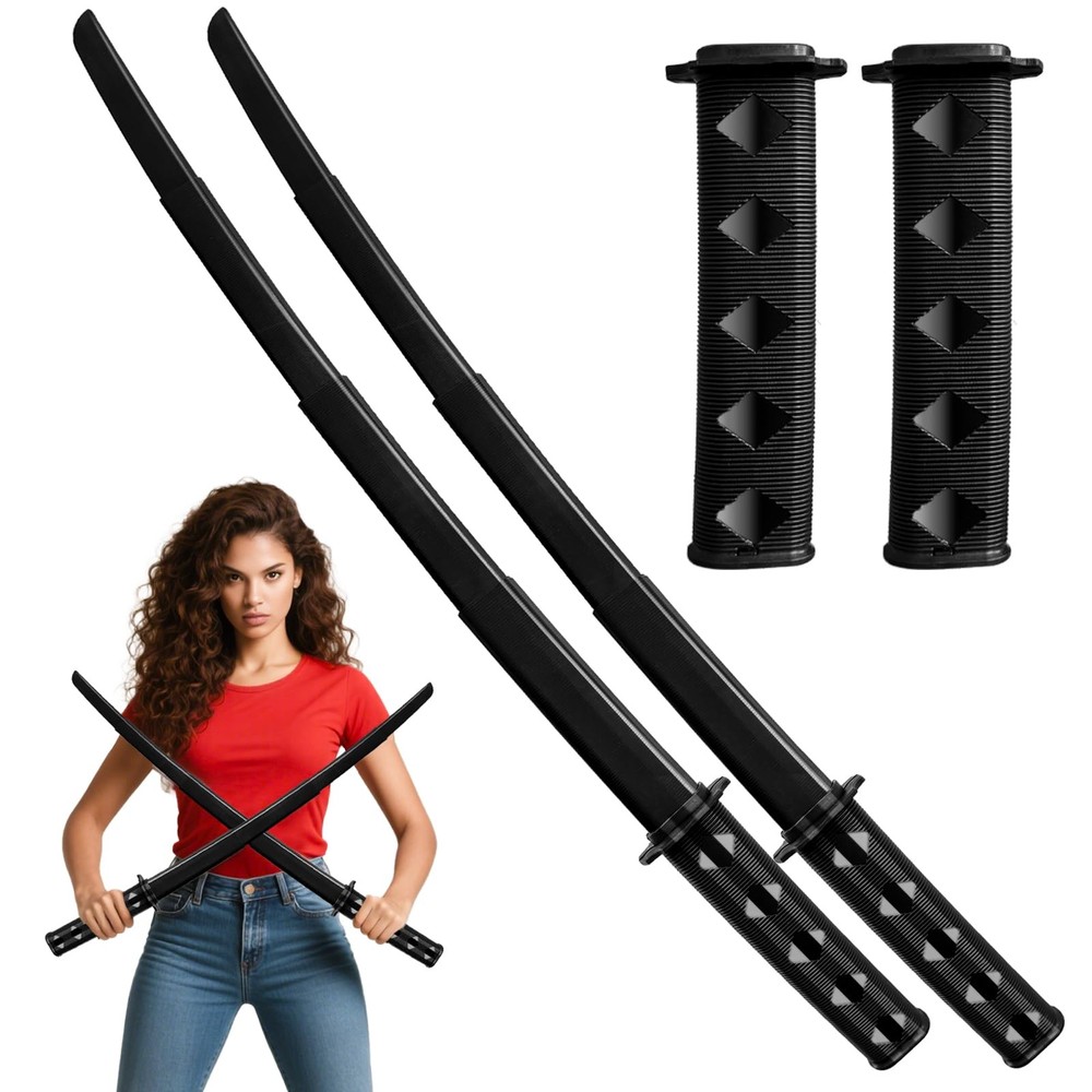 2Pcs 3DPrinted Gravity Retractable Samurai Sword Model Large, Black