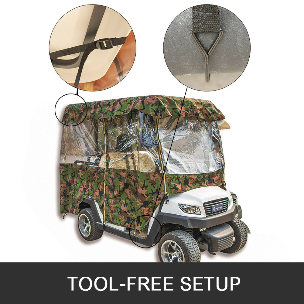 4 Passenger Golf Cart Cover Driving Enclosure Waterproof Person Roll-up Door