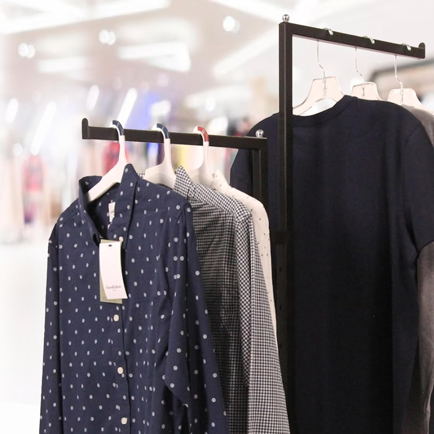 Clothes Rack Two Way 2 Straight Arms Clothing Garment Black Matte & Chrome 72"