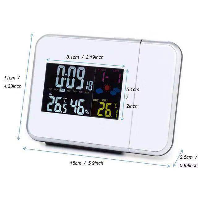 Projection Alarm Clock Weather Station Thermometer Temperature Humidity Monitor