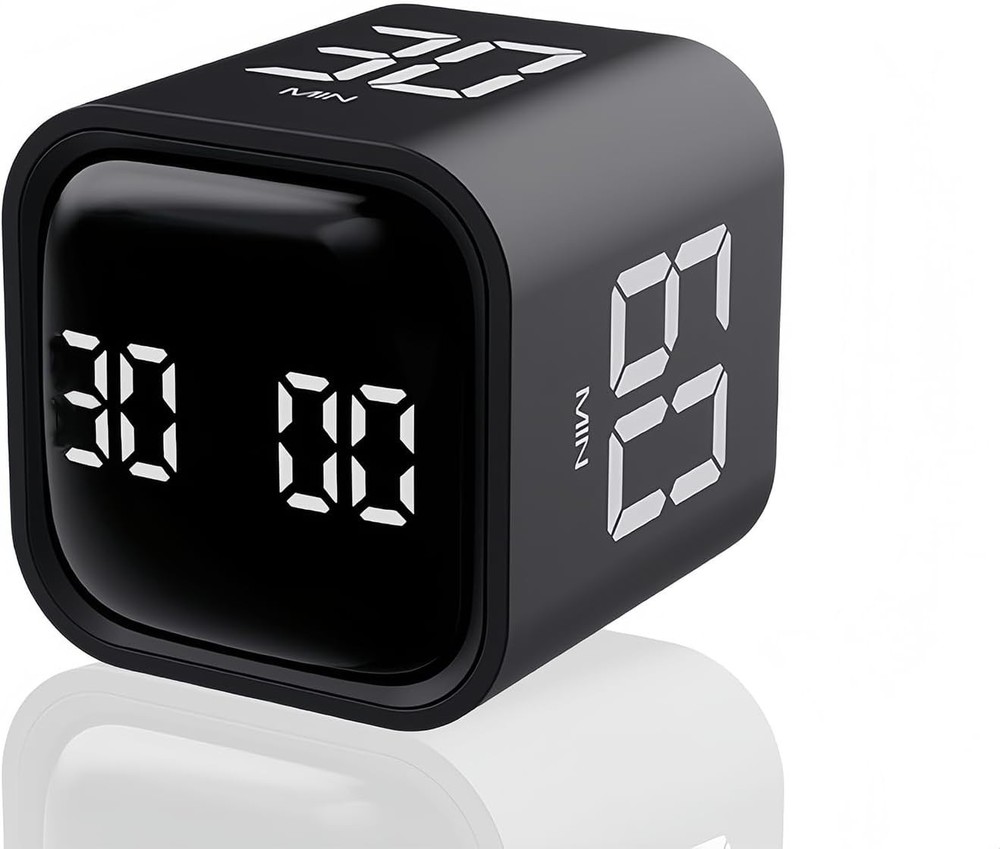 Digital Cube Pomodoro Timer Desk Rechargeable Productivity Timer Black
