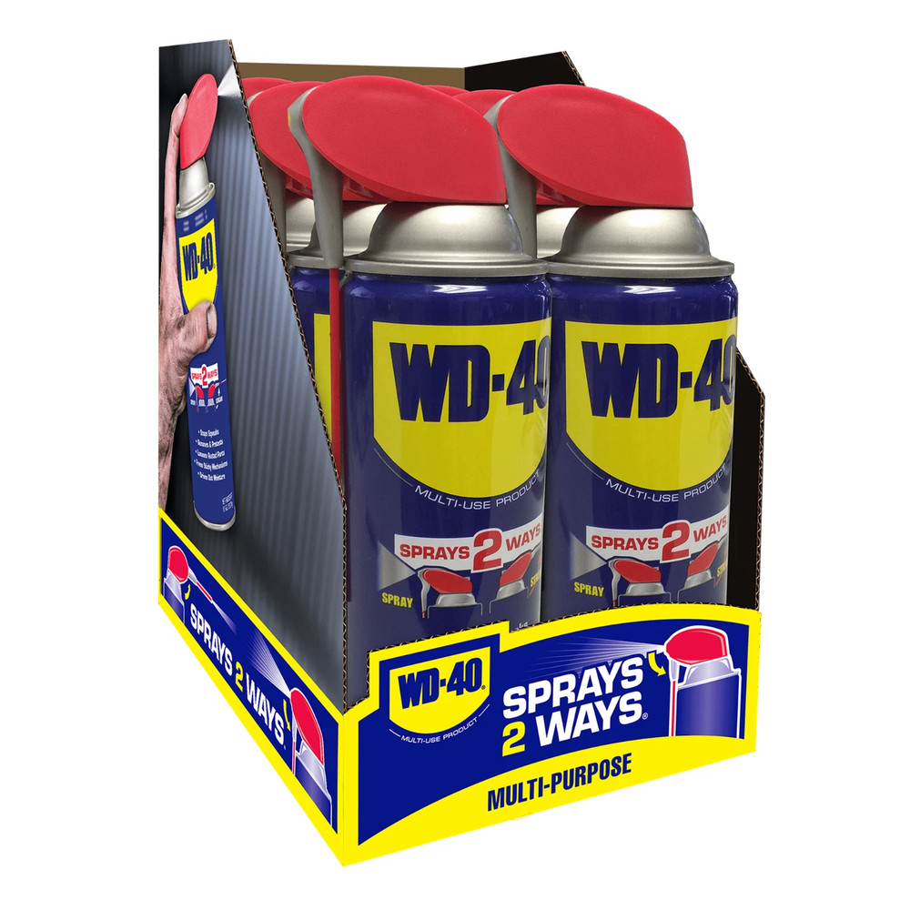 (2 Pack) WD-40 Classic 12oz Multi-Use Lubricant Spray with Smart Straw.