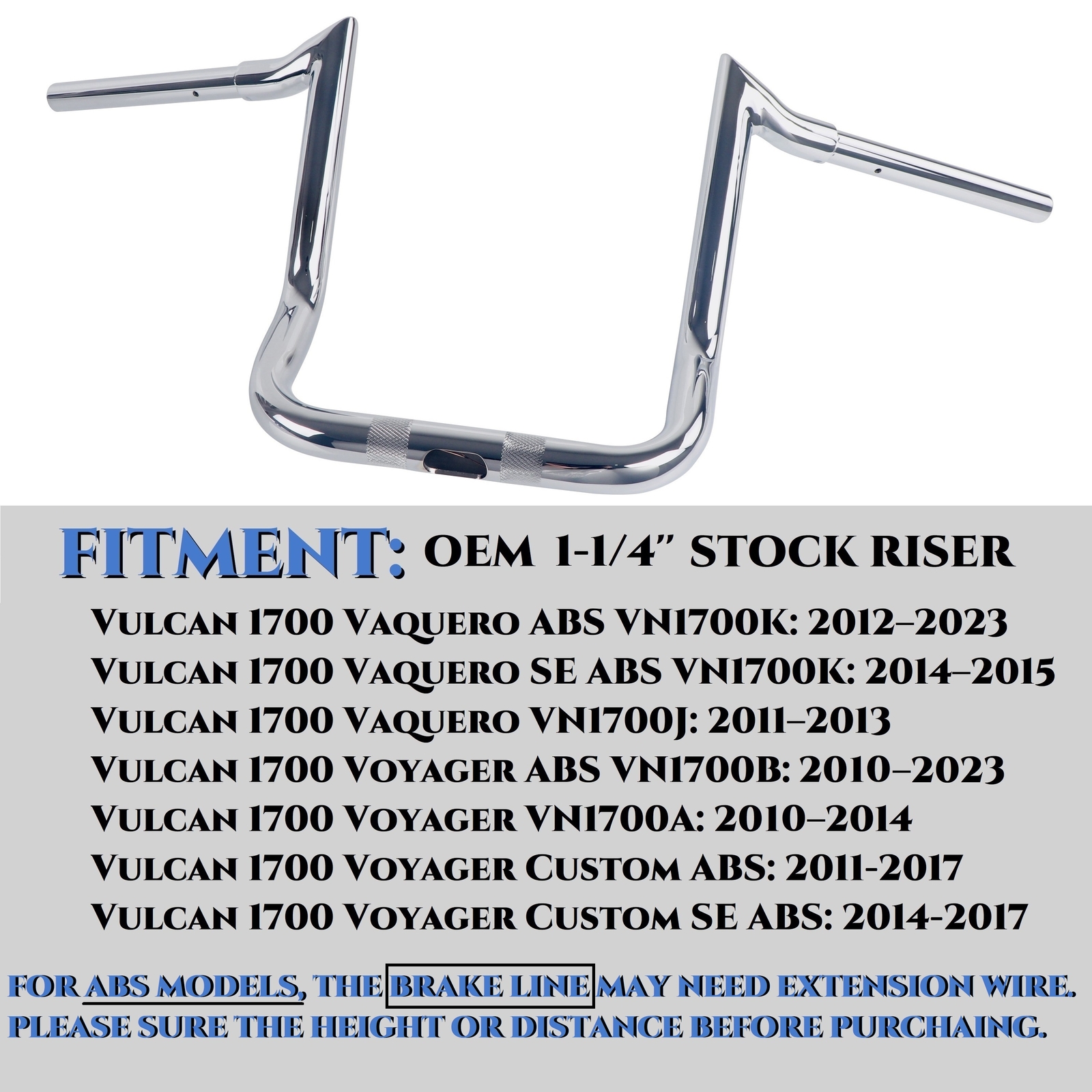 1-1/4 Inch Handlebar for Kawasaki Vulcan Voyager 1700, Kawasaki Vulcan Vaquero