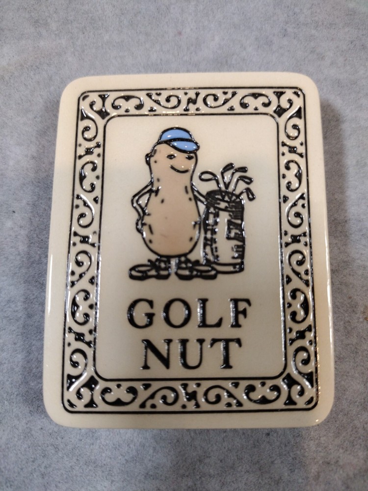 Trinity Pottery, "Golf Nut" Peanut, Magnet, Funny, Ceramic, Golf Lover.