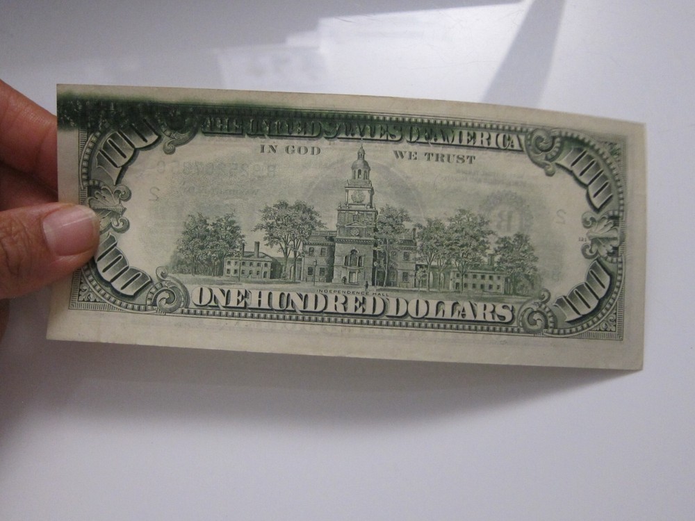 1988 $100 Printing Error on Back #B92520735C