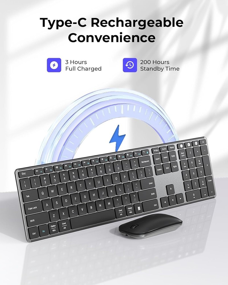 Ultra-Slim Multi-Device Wireless Keyboard & Mouse Combo - Quiet, Stylish Design