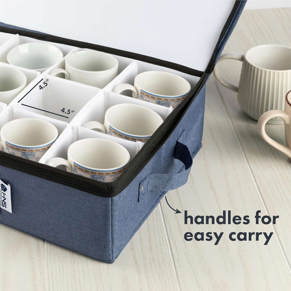 Denim Blue Hard Shell Storage Containers Set for Dinnerware - Service for 12