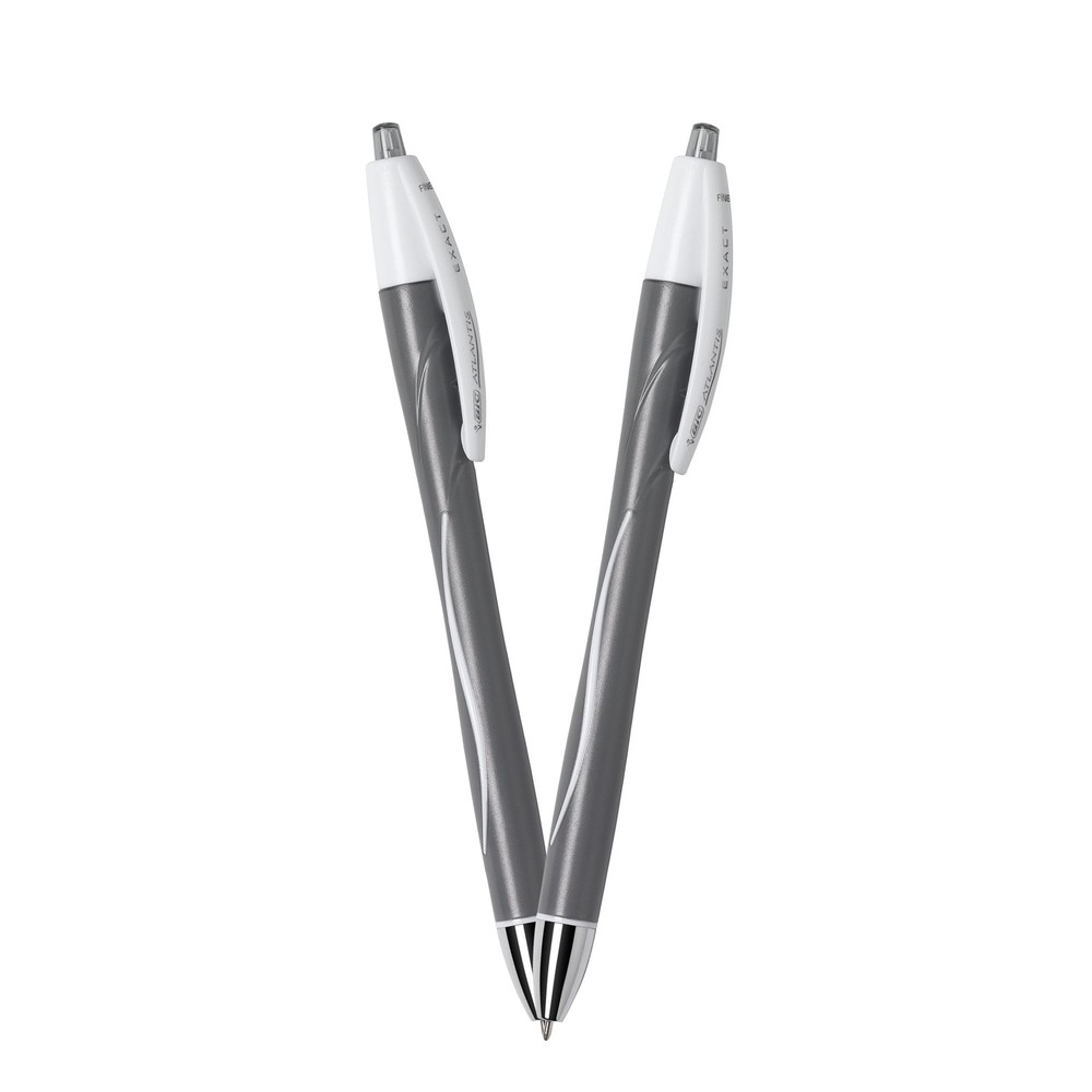 Atlantis Exact Retractable Ball Point Pen, Black, 12 Pack