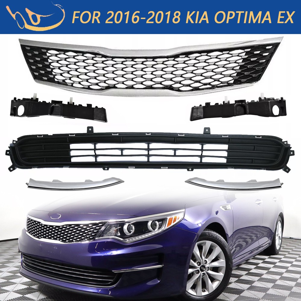 Fits Kia Optima EX LX 2016-2018 Front Grille/Grille Trim/Bumper Brackets 6PCS