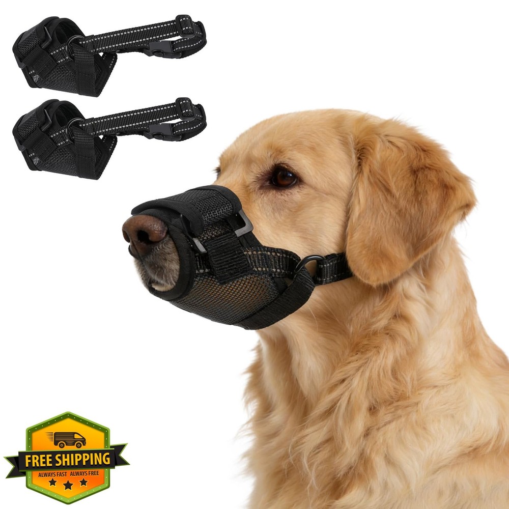 PURRLIA Dog Muzzle 2 Pack Drinkable Breathable Adjustable Small Large