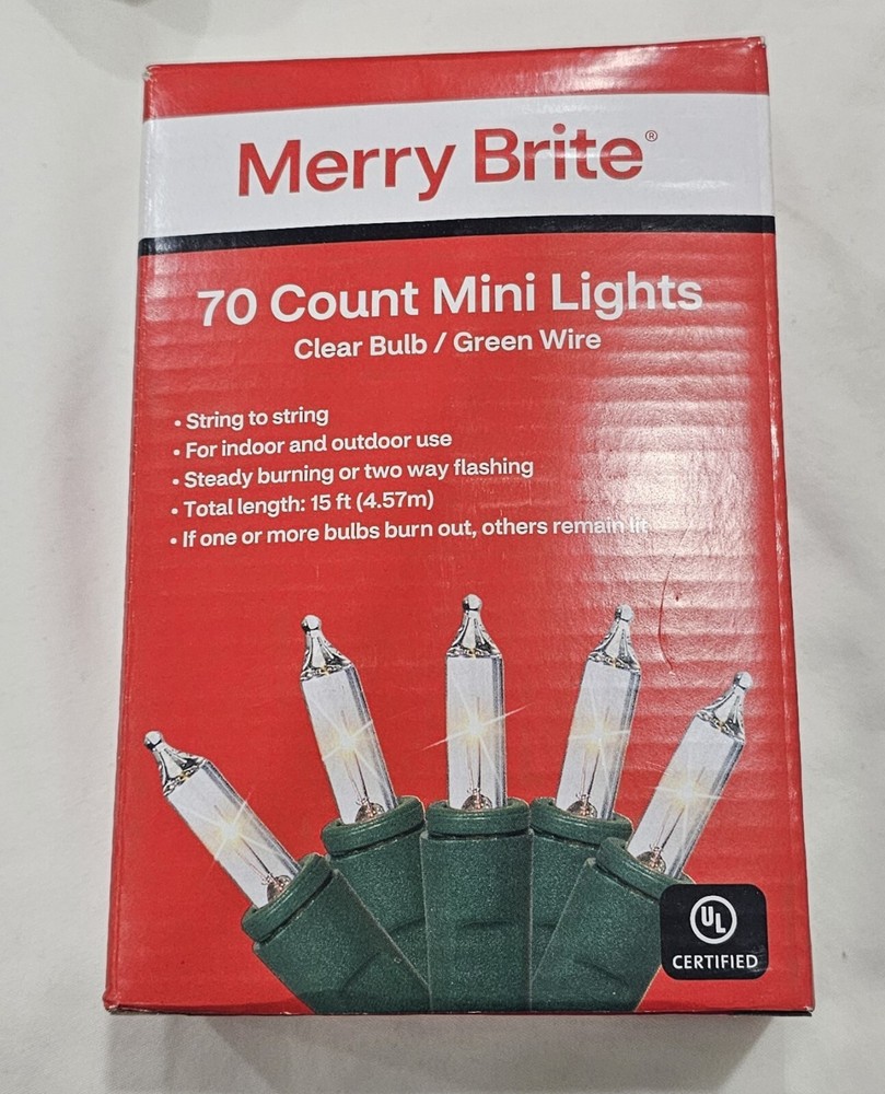Merry Brite - String Lights 70 Units w/15ft Green Wire