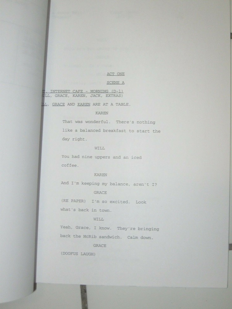WILL & GRACE ORIGINAL SCRIPT FOR "VON TRAPPED" TABLE DRAFT SEASON 8 2005