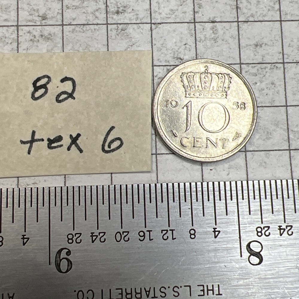 1958 Netherlands 10 Cent Coin - Small Size