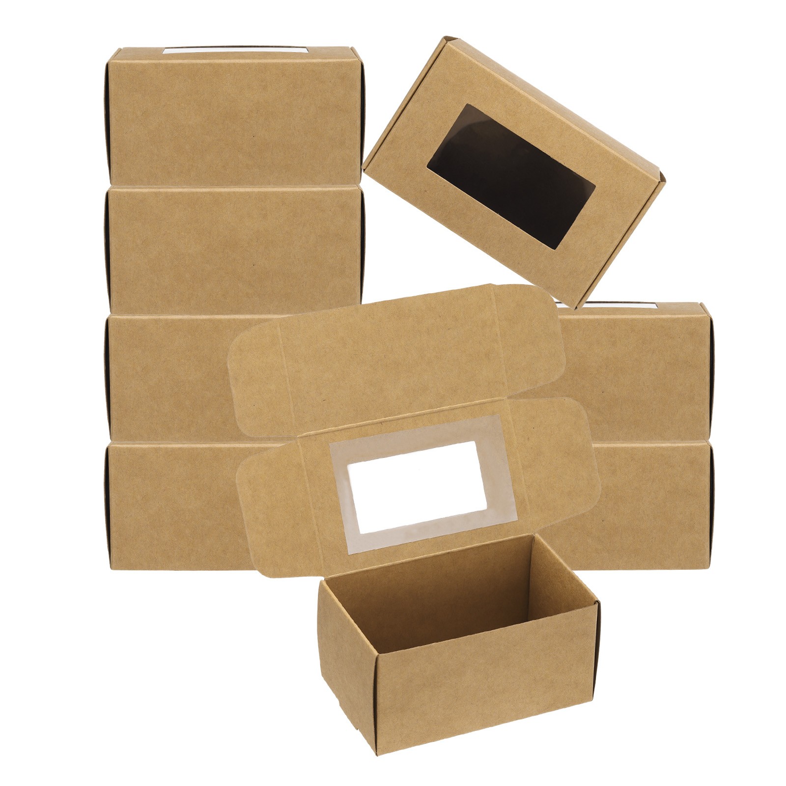 3.9"x2.4"x2" Paper Soap Box with Window, 20 Pack Soap Boxes Rectangle, Brown