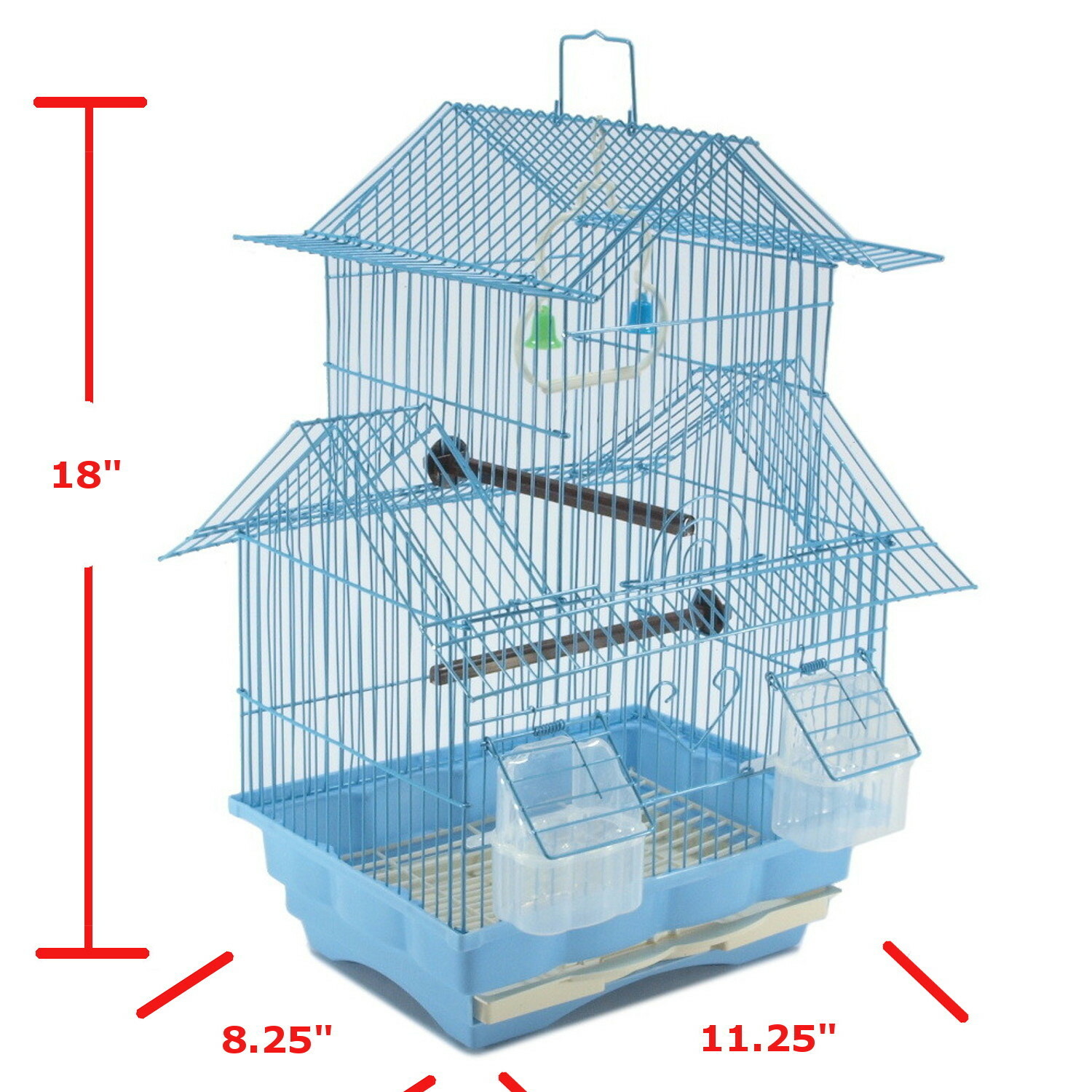 18" Small Parakeet Wire Bird Cage for Finches Canaries Hanging Travel Bird House