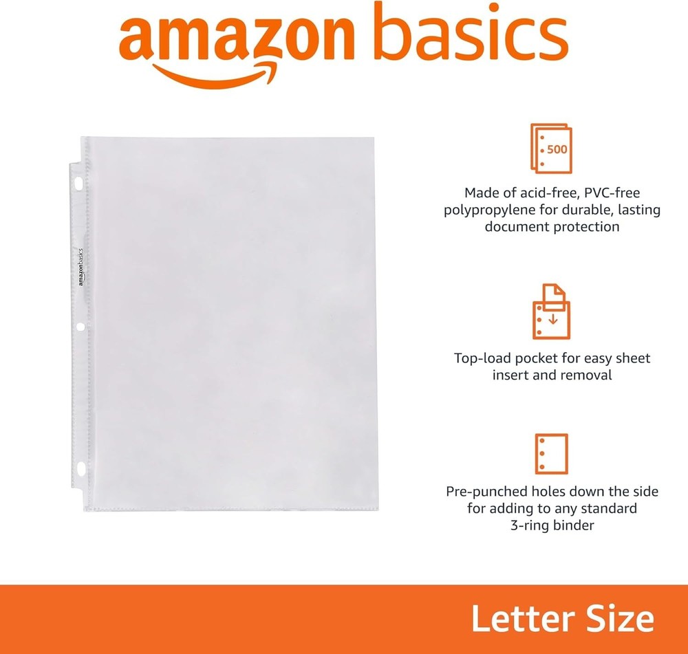 Sheet Protectors 3 Ring Binder Heavyweight Acid-Free Top Loading Polypropylene