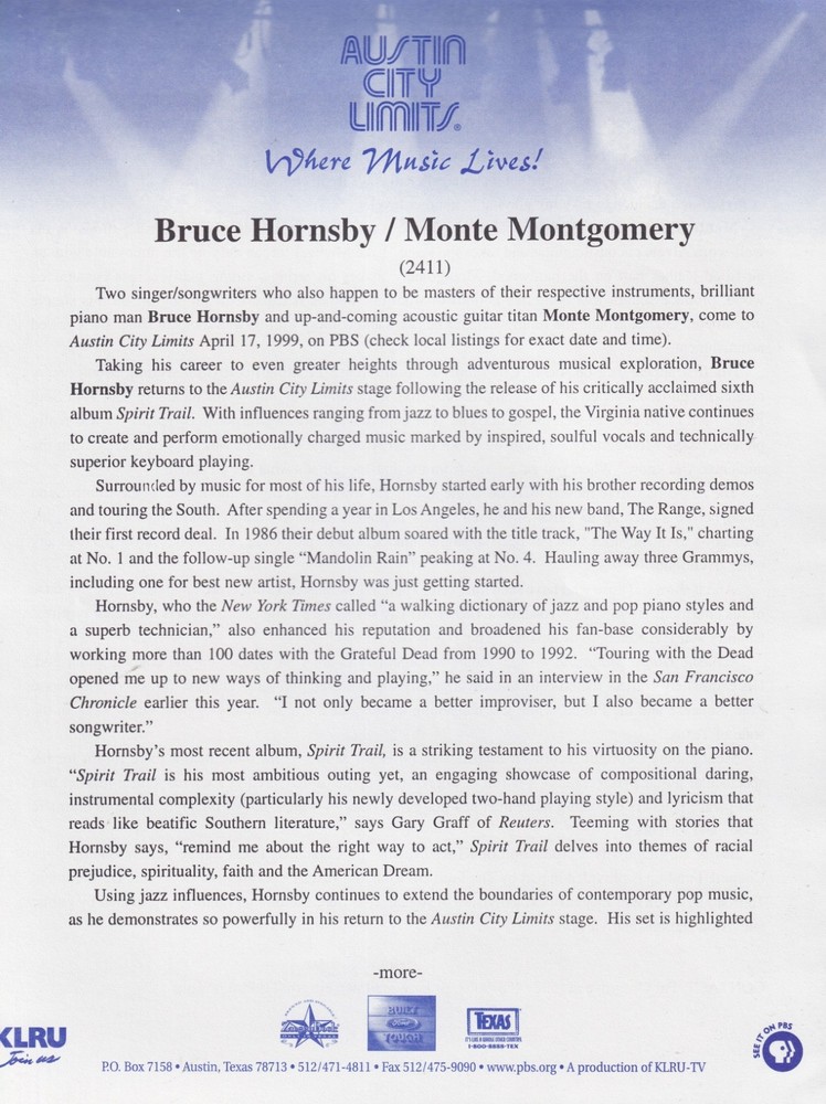 Austin city limits bobby blue bland Susan Tedeschi hoodie & blowfish press kit