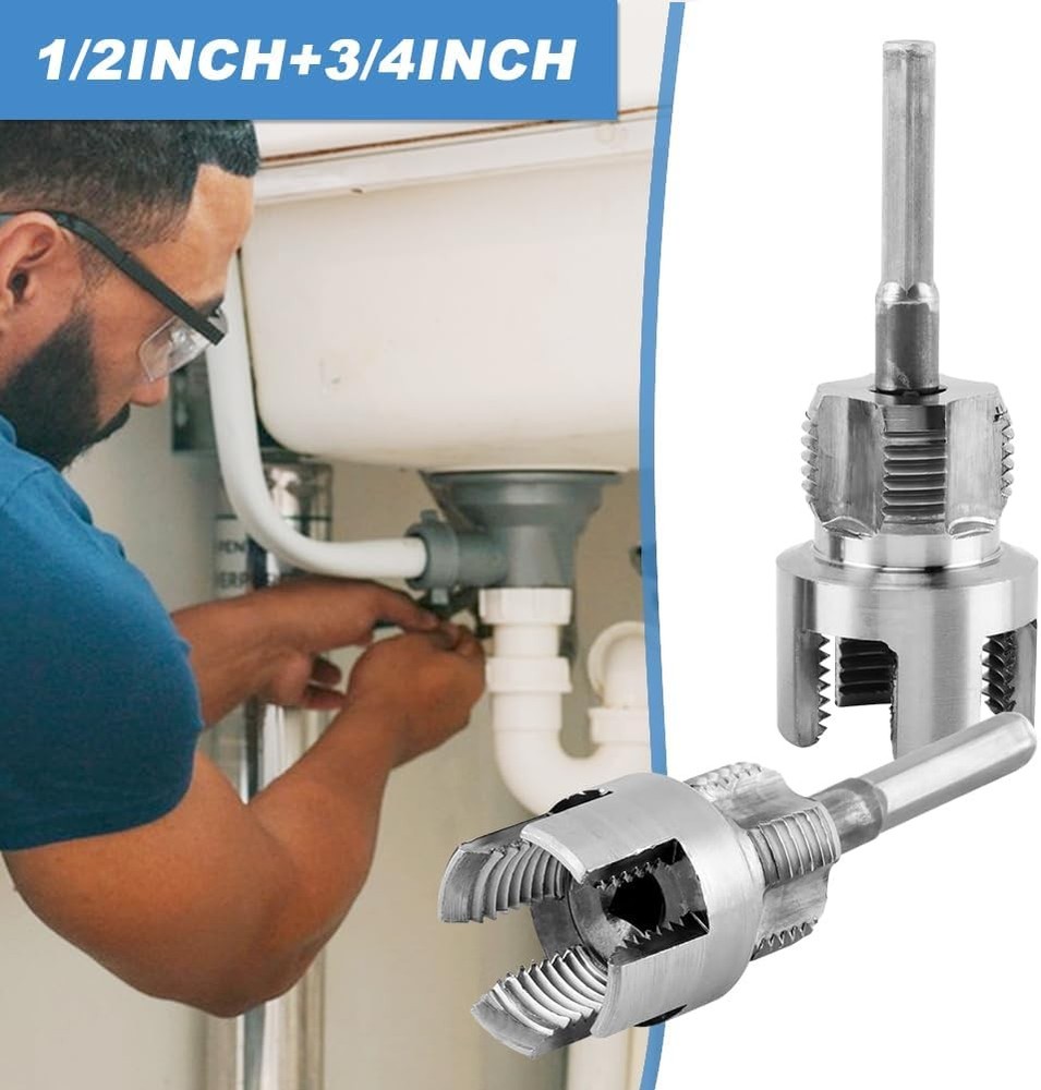 Pipe Threading Tool for Internal & External Threads, 2pcs Dual End 1/2" NPT & 3/