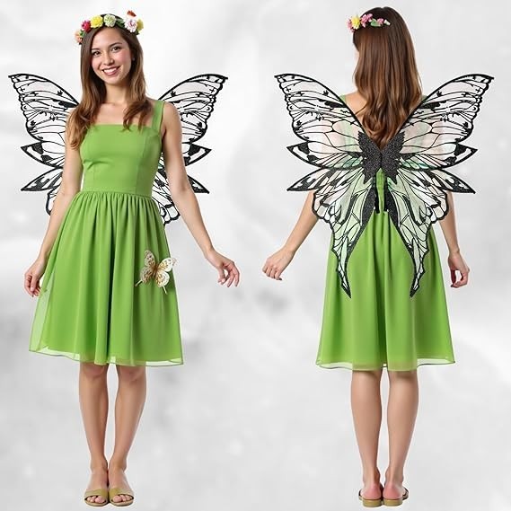 Fairy Wings Costume Set for Adults - Cosplay Accessories with 31.5"x29.5" But...