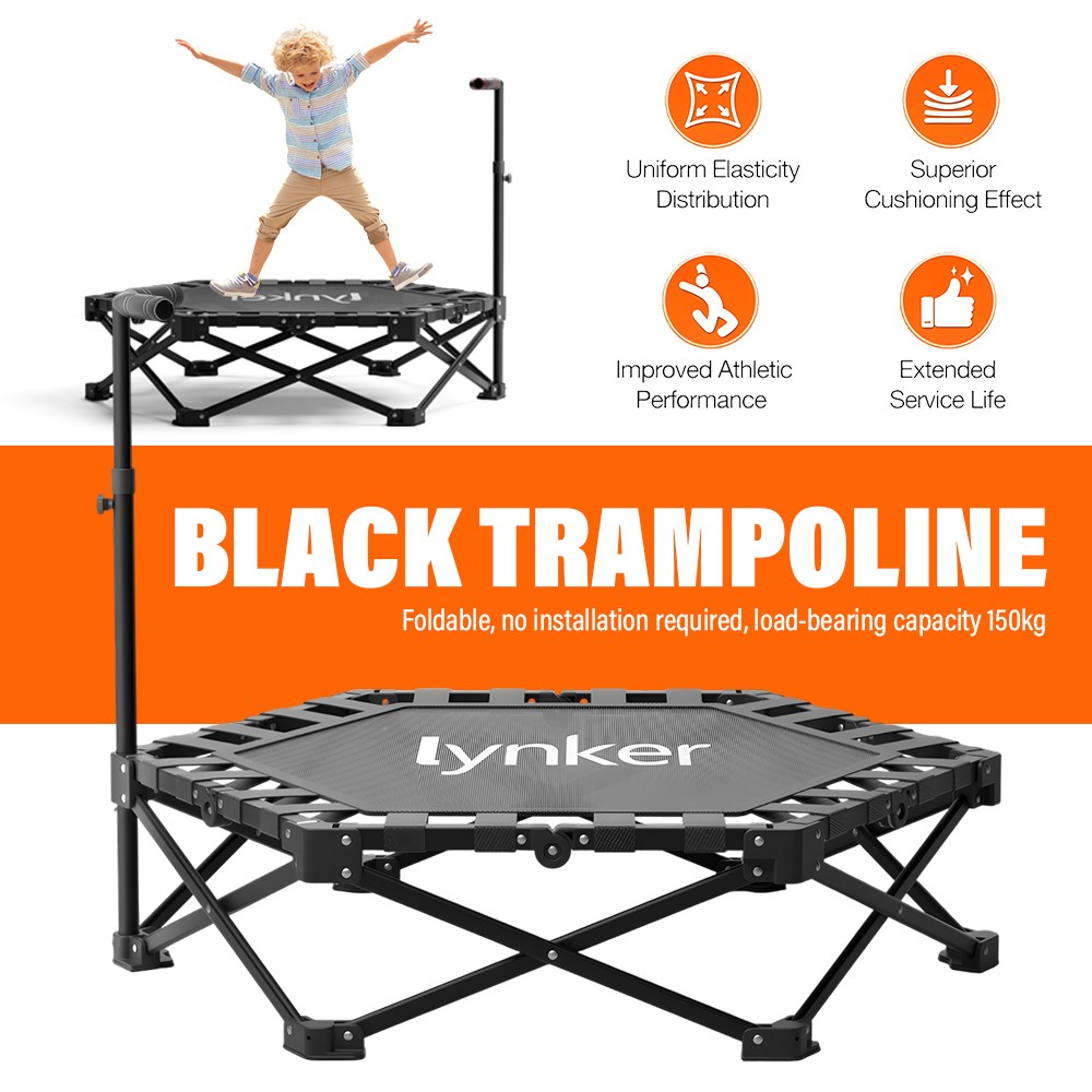 40" Foldable Fitness Trampoline Adult Exercise 330lbs Capacity Adjustable Handle
