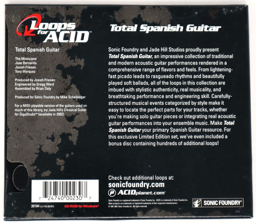 Sonic Foundry Spanish Guitar Loops For Acid Sample/Sound Library/Sampling 2 CD