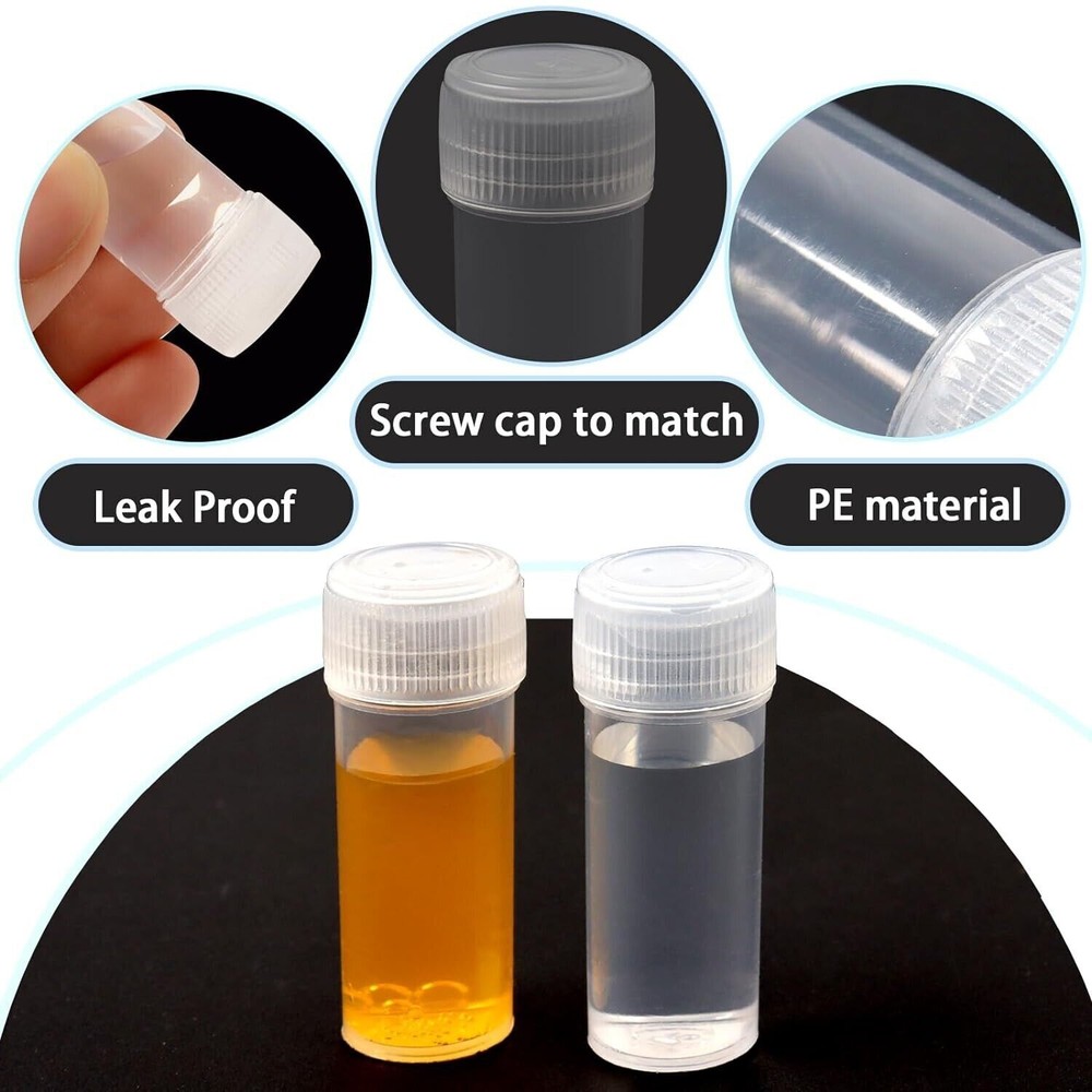 100pcs 5ml Mini Small Plastic Sample Bottles Test Tube Vials Storage Container