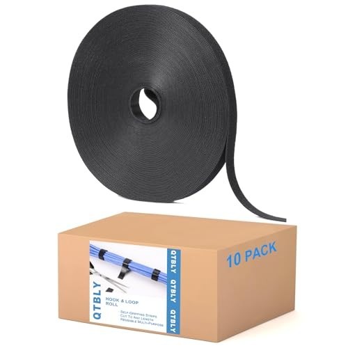 1/2" x 1000ft Hook and Loop Roll | Double-Sided Self-Gripping Strips | Reusable